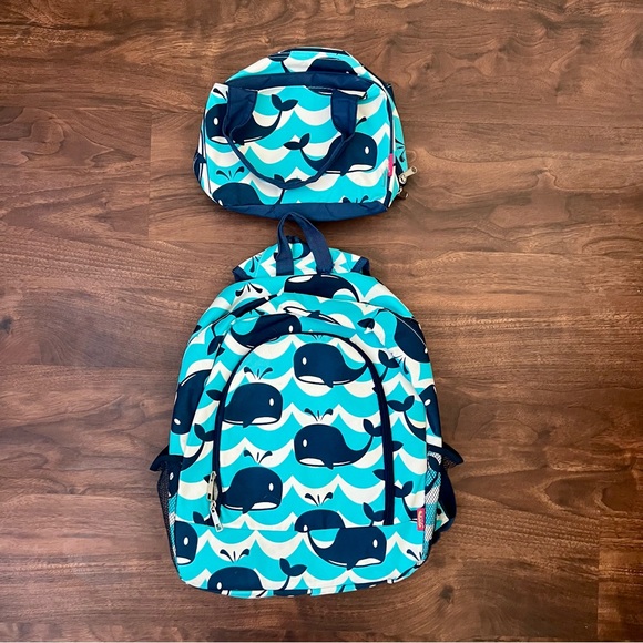 N. Gil Other - N. Gil Set Of Whale Print Backpack With Matching Lunch Bag Blue & White For Kids